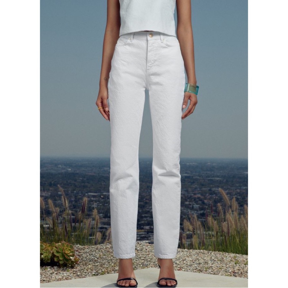 ZARA High Rise Straight Jeans White